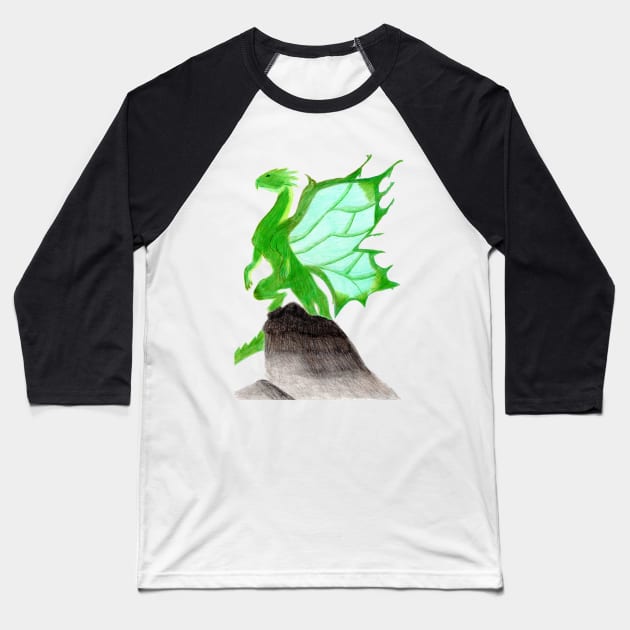 Standing Proud over my Entire Kingdom- Dragon Yellow Baseball T-Shirt by EarthSoul